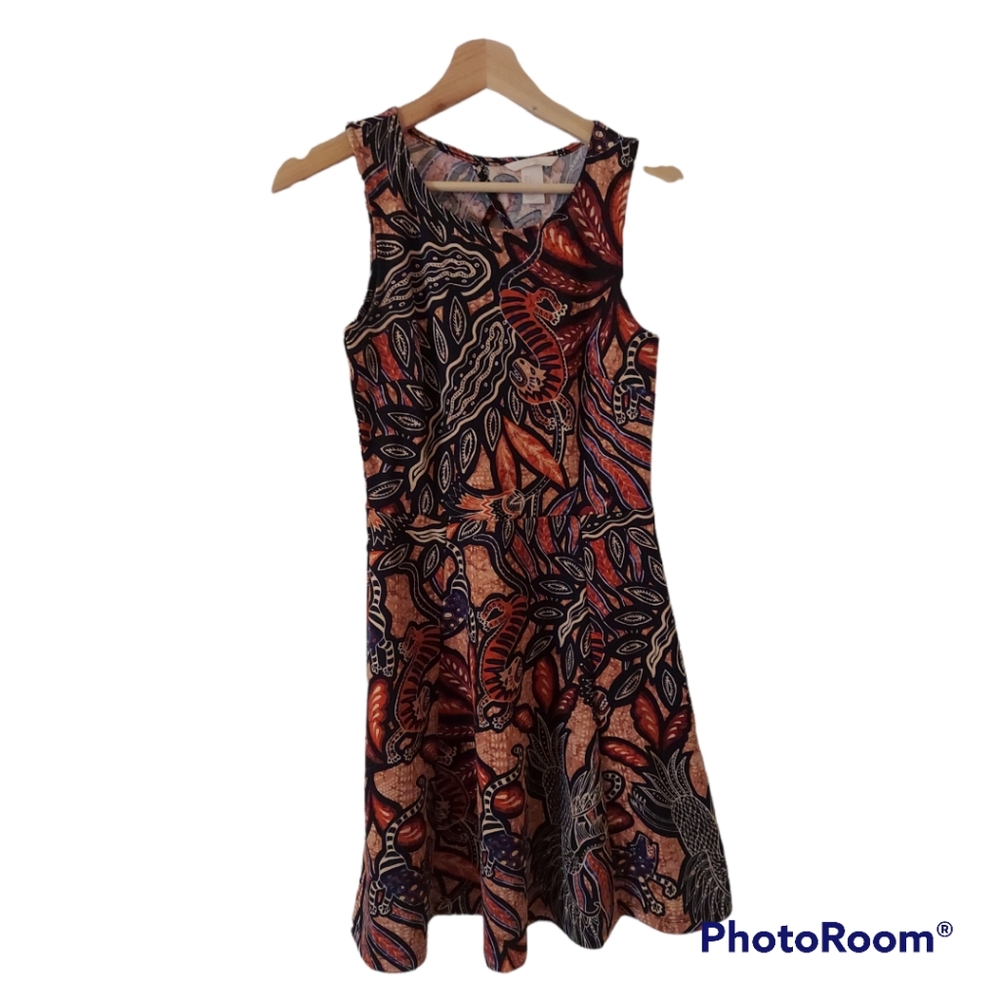 H&M Animal Print Dress Peephole Back S
